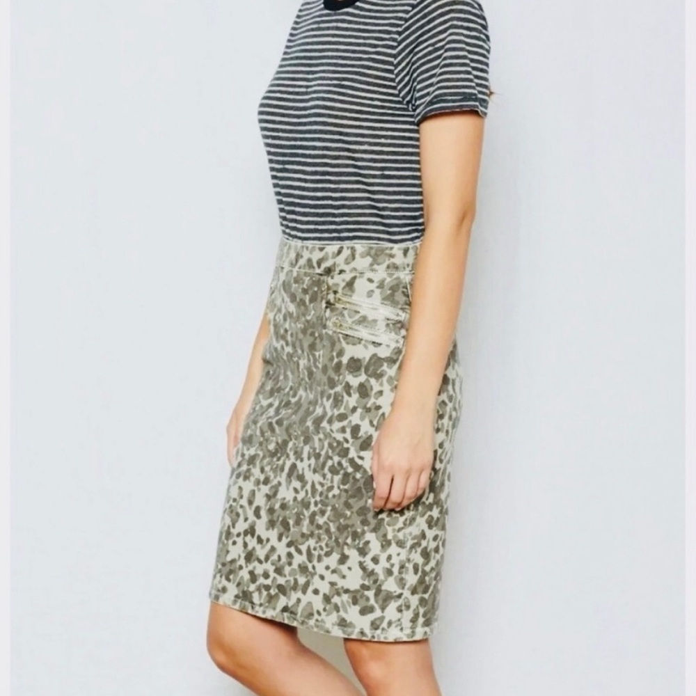 Current/Elliot Leopard Print Denim Skirt